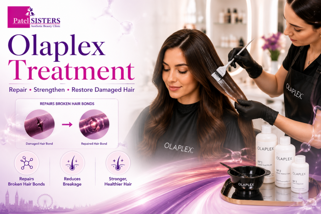 Olaplex Treatment for damaged hair repair.