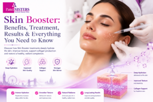 Professional skin booster treatment showing injectable hyaluronic acid improving skin hydration, glow and overall skin quality in a luxury aesthetic clinic.