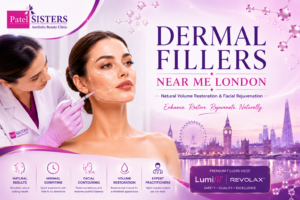 Dermal Fillers Near Me London featured image showing professional facial filler treatment and natural facial rejuvenation at Patel Sisters Clinic.