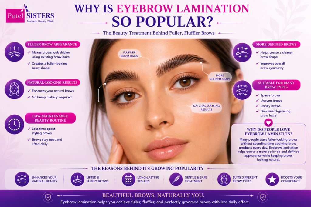 Popular eyebrow lamination treatment creating fuller and defined brows