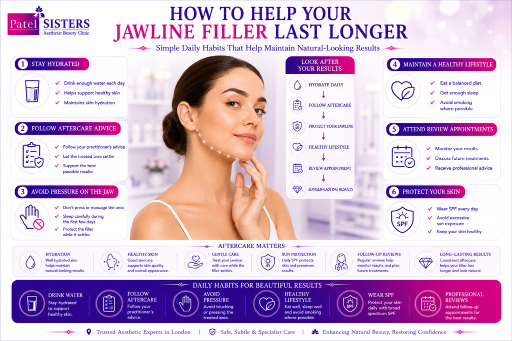 Jawline filler aftercare tips for maintaining longer-lasting results.