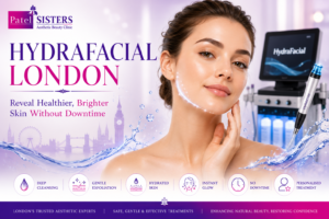 Professional HydraFacial London treatment deeply cleansing, hydrating and refreshing the skin.