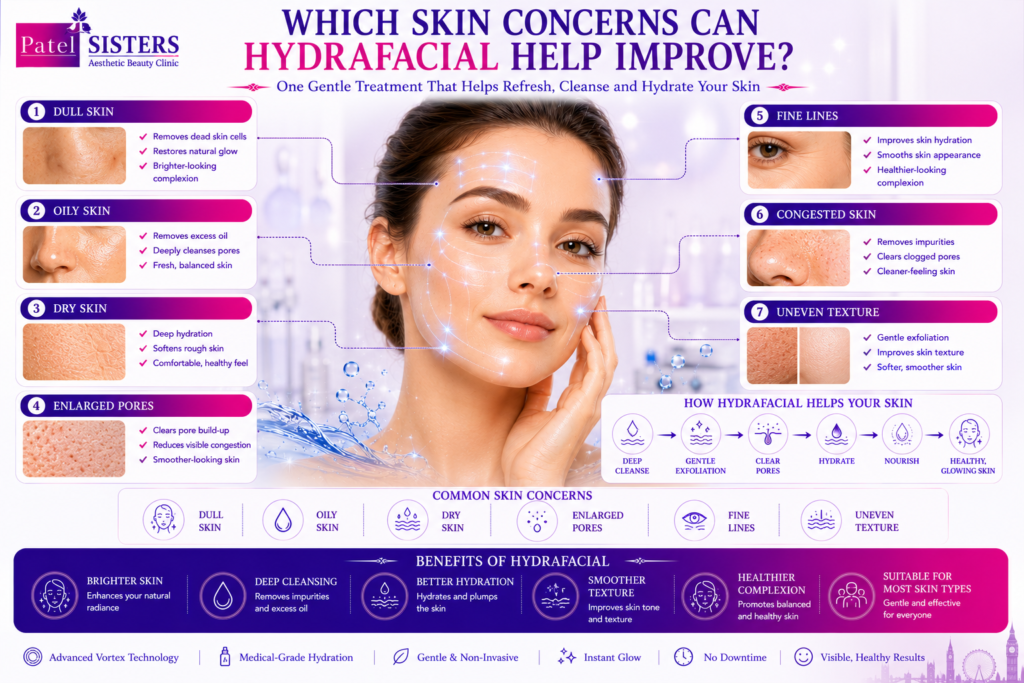 HydraFacial treatment improving dull, oily and dry skin with healthier skin texture.