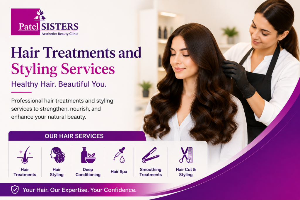 Hair Treatments and Styling Services at Patel Sisters Clinic