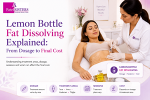 Lemon Bottle fat dissolving treatment in a luxury London aesthetic clinic, showing a professional practitioner treating an adult client.