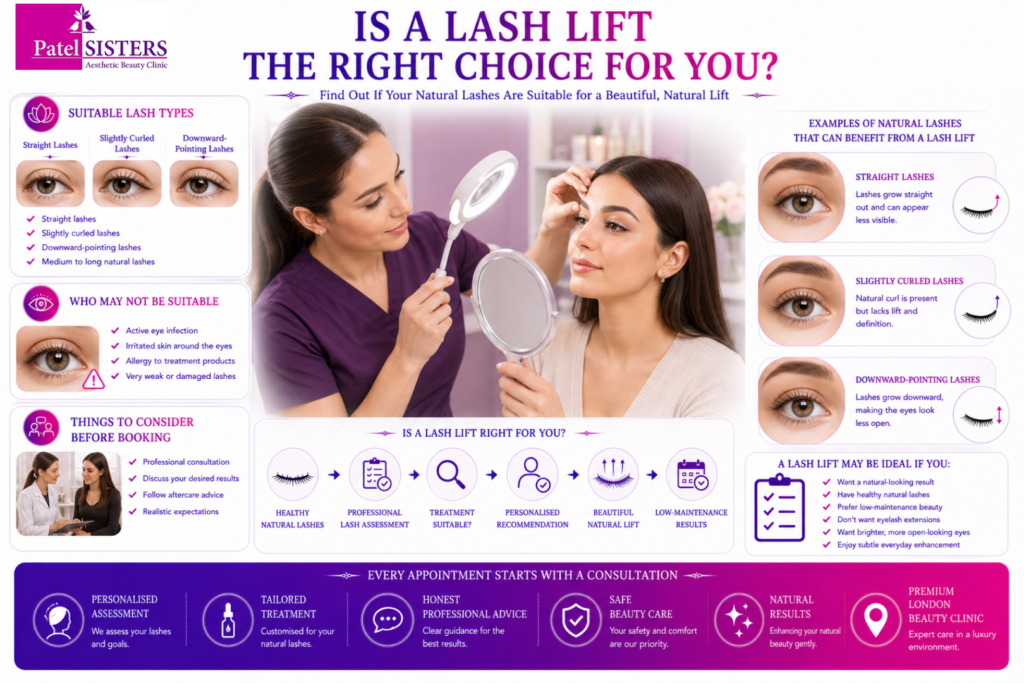 Different natural lash types are suitable for lash lift treatment.