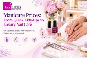 Manicure prices in the UK and London, showcasing different manicure finishes and professional nail care at Patel Sisters Clinic.