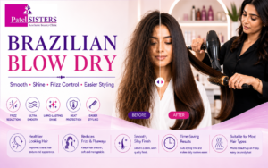 Professional Brazilian Blow Dry treatment creating smooth, shiny and frizz-free hair.
