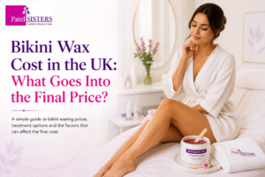 Bikini wax cost in the UK guide showing a premium bikini waxing treatment at Patel Sisters Clinic.