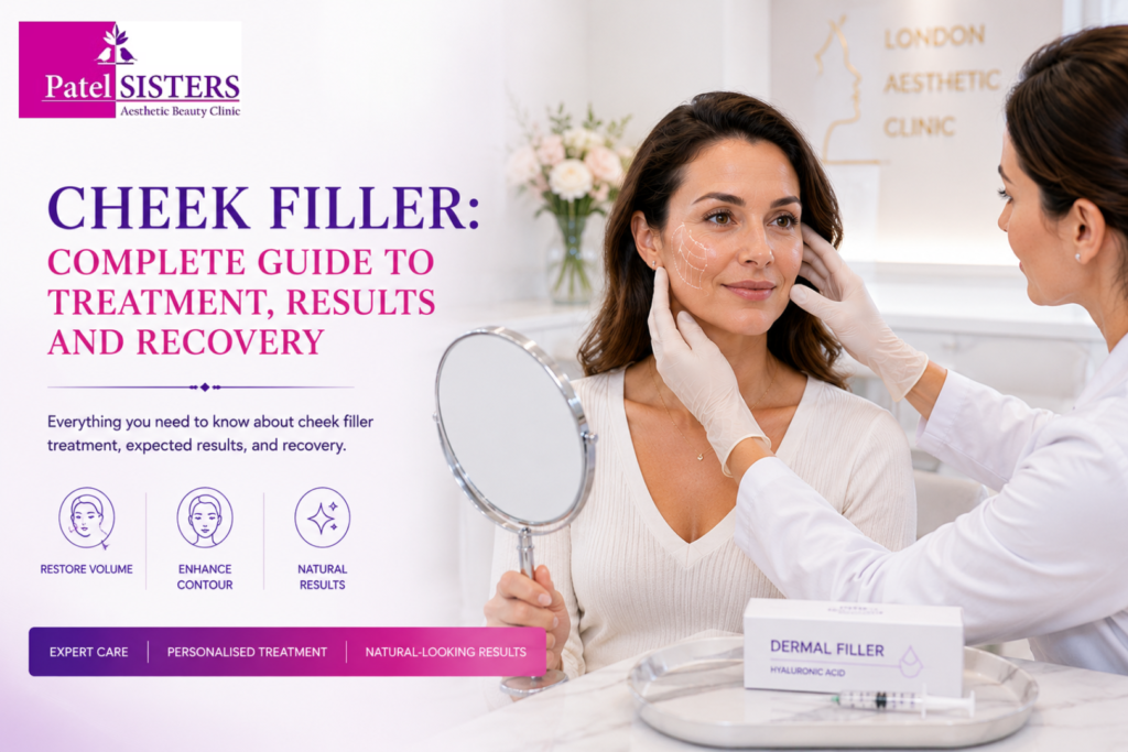 Professional cheek filler treatment enhancing facial volume and natural cheek definition.