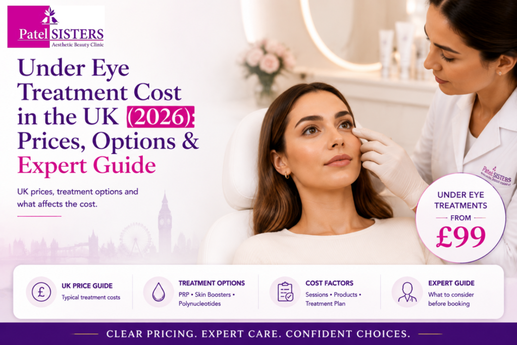 Under Eye Treatment Cost in the UK (2026) showing treatment options, UK prices, and key cost factors.