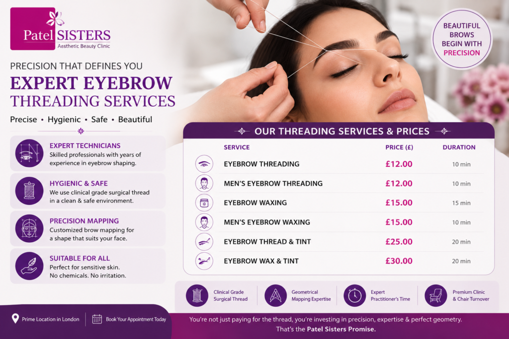 Eyebrow Threading Prices at Our London Clinic